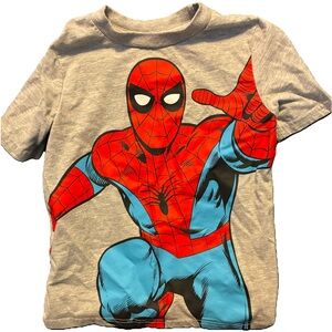 Marvel Spider-Man Graphic Tee — Light Gray with Red & Blue Print